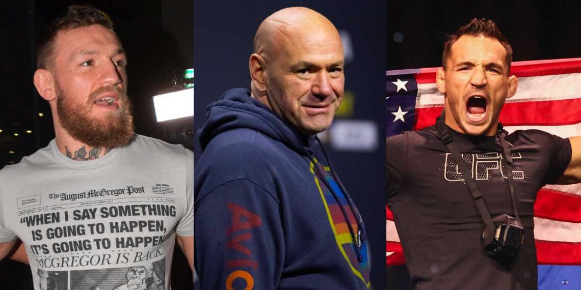 Conor McGregor, Dana White and Michael Chandler