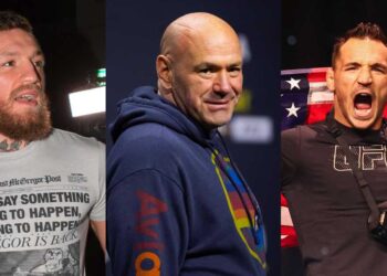 Conor McGregor, Dana White and Michael Chandler